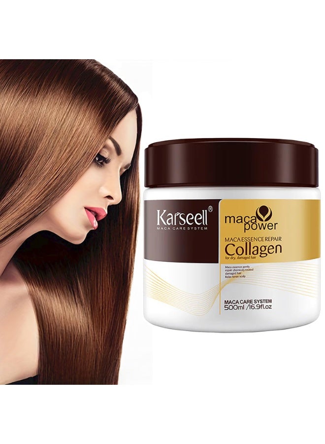 Karseell Collagen Hair Treatment Deep Repair Conditioning Argan Oil Collagen Hair Mask Essence for Dry Damaged Hair All Hair Types 16.90 oz 500ml - Image 2